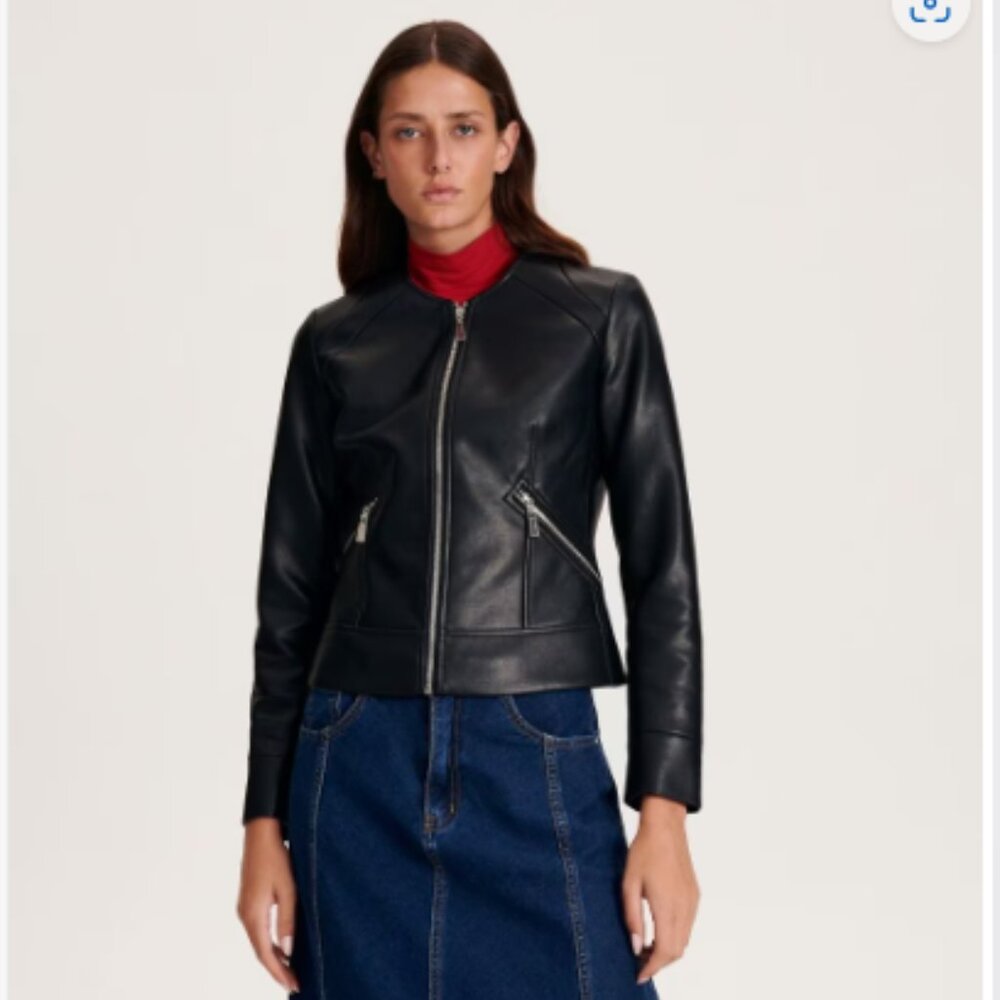 RESERVED Faux leather biker jacket sz12 * European Brand